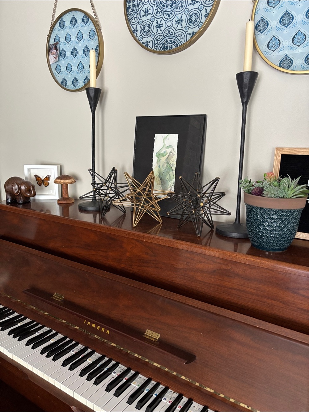 Metal Star Sculptures 3 - Black & Gold Decorative Set